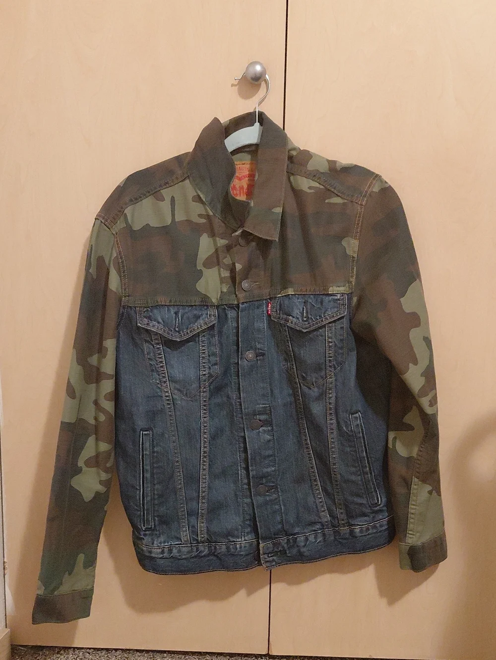 Levi's Camo & Blue Denim Military Trucker Jacket